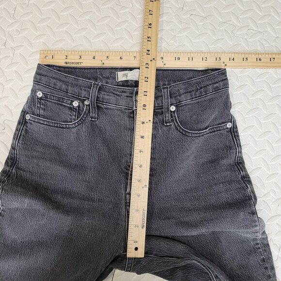Madewell Jeans Womens 26 Perfect Vintage Straight Faded Black High Rise Raw Hem - Picture 8 of 11